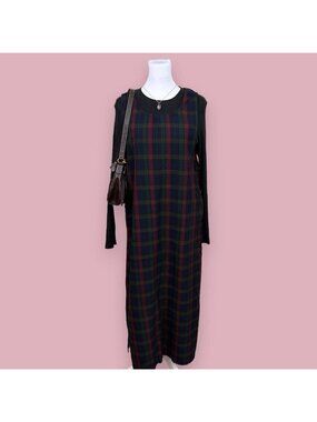 90s plaid festive cottagecore jumper dress